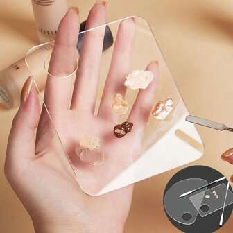 En Foundation Makeup Färgblandningsplatta Makeup Färgpalett Akryl Transparent Platta För Flytande Foundation Makeupartist