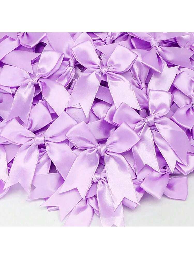 10/50pcs Large Fabric Ribbon Bows, Satin Tail Butterfly Shaped Craft Bowknots For Party Decoration, Mixed Colors Back To School Valentine Day