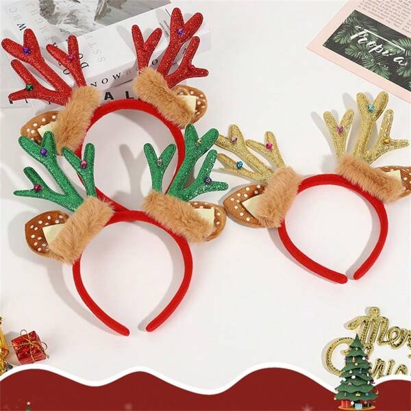 Ornements de serre-tête de vacances de Noël, serre-tête de bois de cerf, décorations de fête de Noël, cadeaux