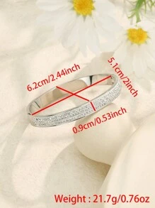 1 Stück neues  minimalistisches Armband, luxuriöses funkelndes Zirkonia eingelassenes Edelstahl Damen Armband Schmuck Silberfarbe