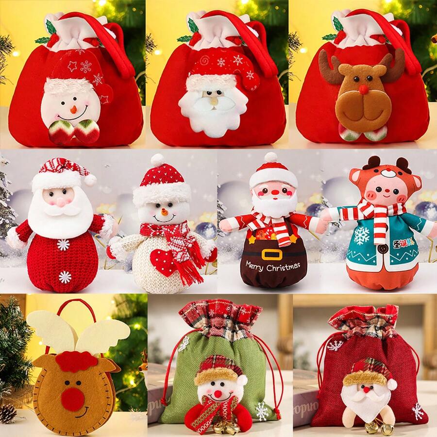 圣诞礼品袋 圣诞老人 雪人 驯鹿 细绳抽绳糖果袋包装袋 圣诞装饰品 圣诞装饰 圣诞礼物 圣诞派对用品 圣诞礼品袋 圣诞袋 圣诞贴纸 - 3PCS 聖誕可愛蘋果袋 - 查看 1