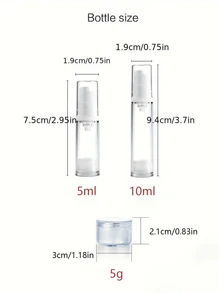 1 件/6 件/10 件/套装 5ml/10ml 迷你旅行透明化妆品按压泵瓶 面霜瓶，化妆品分配器套装，真空压力瓶，便携式旅行分配器瓶带盒，适用于乳液、护肤品、眼霜、精华液、粉底护肤品，外出和旅行必备用品 旅行必需品 健身学校用品 度假露营 度假必需品 度假配件 女士香水 男士香水 海滩香水