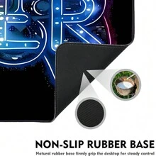 霓虹灯设计鼠标垫 - 炫酷桌面垫，适用于游戏、办公和家庭使用 - 防滑键盘鼠标配件，多种尺寸可选。返校季游戏鼠标垫，桌面配件，办公用品，办公桌配件，鼠标垫，桌面鼠标垫