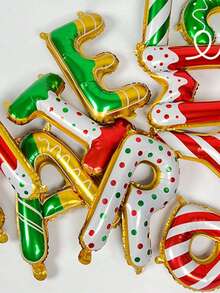 Set de 14 bucăți/set de baloane cu scrisori de Crăciun fericit, baloane din folie metalică, decorațiuni pentru fundal de Crăciun, accesorii pentru decorațiuni pentru petreceri de Crăciun, cadouri de Crăciun, pentru decorațiuni de interior și exterior pentru a crea o atmosferă de sărbătoare și a crea o petrecere perfectă, Crăciun