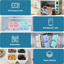 One, Snack Container 4-Bar Meal Preparation Container Reusable, Children And Adults Snack Box Container, Suitable For School, Work, Travel Food Storage Containers - Multicolor - View 4