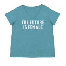 The Future Is Female Ladies V-Neck T-Shirt - Màu Hồng Tươi - Xem 11
