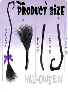 1 Piece Halloween Witch Broom, Ribbon Free Assembly Wicked Witch Broom For Cosplay Party, Witch Costume Decoration, Ghost Witch Broom With Ghost Voice Halloween Animation Decoration Detachable Witch Broom Halloween Broom Props - Multicolor - View 10
