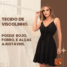 Women's Summer Elegant Loose Short Dress With Straps And Cups - Pink De Bolinhas - Xem 4