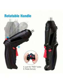47 Pieces Multifunctional Tool Kit Chargeable Electric Hammer, Cordless Electric Screwdriver, Socket Bits And Drill Bits, USB Charging, Flexible Shaft For Screwdriver - 黑色 - 查看 5