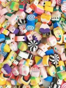 25 Pcs Fimo Interlayer Butterfly Bear Heroes Fruits Sweets Heart And Others Beads Jewelry - 甜的 - 查看 2