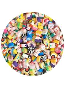 25 Pcs Fimo Interlayer Butterfly Bear Heroes Fruits Sweets Heart And Others Beads Jewelry - 甜的 - 查看 1