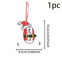 1 件圣诞主题 DIY 26 个字母挂饰，木制装饰，圣诞帽红色字母袜子，适用于圣诞树装饰，DIY 名称。可书写。，圣诞节 - 彩色 - 查看 20