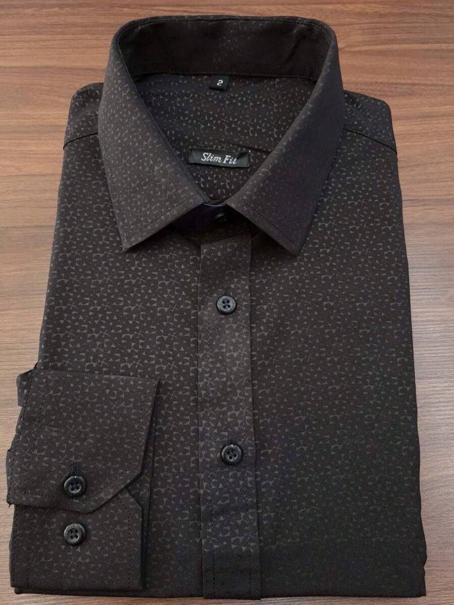 Microlight Formal Shirt With Printed Elastane H98 - màu đen - Xem 1