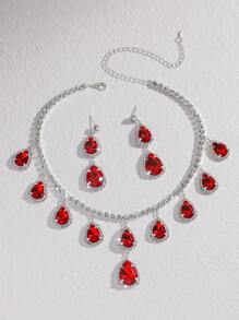3 Piezas Conjunto De Joyería De Moda Para Mujeres De Boda Con Borlas, Aretes Y Collar De Diamantes De Imitación, Accesorios De Moda Para Fiestas De Lujo