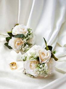 1 pezzo profumo da sposa per la sposa, damigella d'onore, profumo di fiori artificiali di rose bianche avorio e lavanda per matrimonio, festa di nascità, centrotavola, decorazione, regalo, accessori per San Valentino - bouquet da sposa - Visualizzare 8