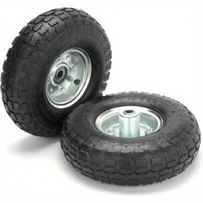 2Pcs Wheelbarrow Wheel 10" 4.10/3.50-4 Wheelbarrow Wheels Pneumatic Tyre Heavy Duty Replacement Wheel Spare Hand Cart Wheels For Sack Truck Cart