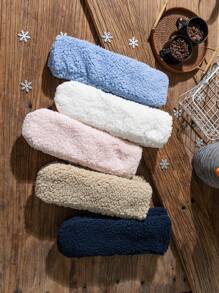 1 Pair Of Thick Fuzzy Socks. Non Slip Floor Socks, Winter Warm Socks, Solid Color Women's Mid Tube Socks, Home Sleeping Socks - Multicolor - View 11