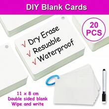 20 Pcs Blank Writing Cards Double Side Reusable Card English Memory Word Graffiti Card DIY Vocabulary Learning Card - White - View 6