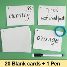 20 Pcs Blank Writing Cards Double Side Reusable Card English Memory Word Graffiti Card DIY Vocabulary Learning Card - White - View 8
