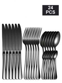 Juego de cubiertos de acero inoxidable de 4 piezas/16 piezas/24 piezas, apropiado para el hogar, restaurante, hotel, haciendo tus cenas mejor, cocina, regalo de Navidad, útiles escolares