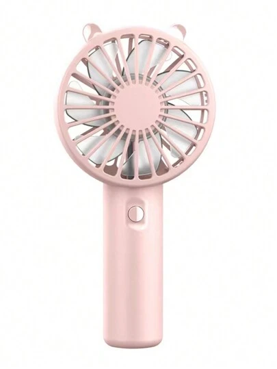 1pc Unisex Solid Color Cute Ear Design USB Rechargeable Handheld Fan, Portable Cooling Fan For Summer Outdoor Sports Office School Beach Pool Party Holiday