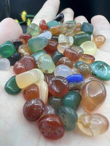 0.22 磅天然多色玛瑙碎石，适用于植物、鱼缸、花园装饰鹅卵石、花盆、花瓶填充物 - 彩色 - 查看 10