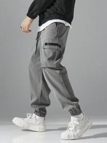 Pantalones cargo casuales, versátiles y minimalistas para hombres - Gris - Ver 5