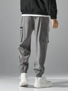 Pantalones cargo casuales, versátiles y minimalistas para hombres - Gris - Ver 2