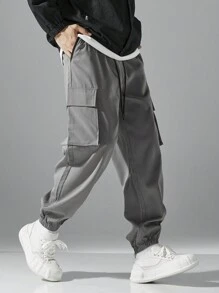 Pantalones cargo casuales, versátiles y minimalistas para hombres - Gris - Ver 4