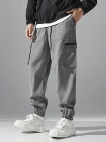 Pantalones cargo casuales, versátiles y minimalistas para hombres - Gris - Ver 6