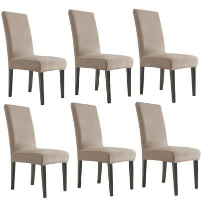 YSTYLE 6-Piece Velvet Back Chair Cover, Universal Chair Cover, Elasticised Scratch-Proof Cat Chair Cover, High Back Chair Cover, Living Room Chair Cover