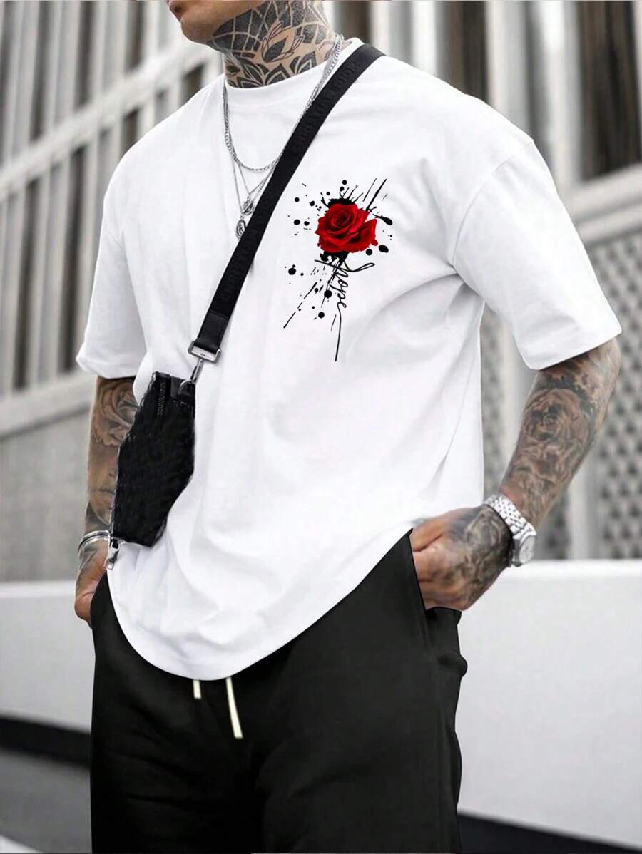 Áo thun tay ngắn họa tiết thường ngày cỡ lớn dành cho nam - trắng - Xem 1