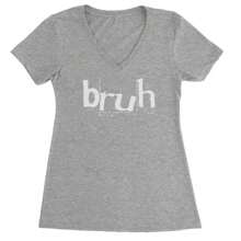 Camiseta tipo "Seriously Bruh Brah Bro Dude" con diseño de jerga urbana de hip hop, camiseta de cuello en V para mujer - Algodón de azúcar - Ver 4