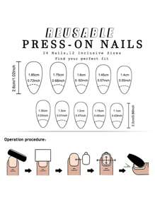 24pcs Short Almond Shaped False Nails, Pink Heart & Waterdrop French Nail Tips, Cute Manicure Set With 1pc Jelly Gel And 1pc Nail File Press On Nails Nail Supplies - Pink - View 7