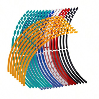 16pcs 18-Inch Motorcycle Wheel Rim Reflective Stickers, Car Underwire Decals, Bicycle Customization Spoke Stickers