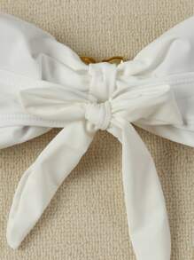 夏季女士性感纯色抹胸比基尼 - 白色 - 查看 5