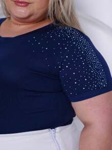 Women's Fashion Evangelical Blouse With Shine Plus Size Casual And Basic - 藏蓝色 - 查看 3