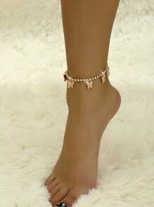 Fashionable Butterfly Pendant Anklet - Silver - View 3