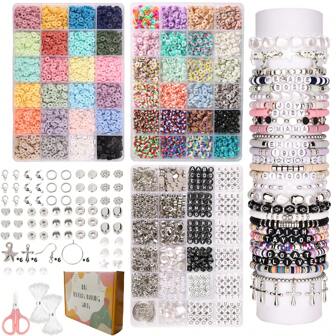 1000Pcs/2400pcs/4800pcs Polymer Clay Beads Bracelet Making Kit, 48 Colors Friendship Bracelet Beads, Soft Pottery Clay Beads With Jewelry Making Pendants, For DIY Crafts, Gifts And Jewelry Making