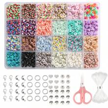 1000 件/2400 件/4800 件聚合物粘土珠子手链制作套件，48 色友谊手链珠子，软陶粘土珠子配珠宝制作吊坠，适用于 DIY 工艺品、礼品和珠宝制作