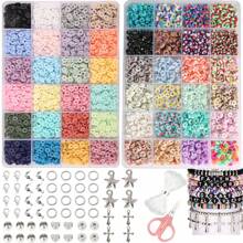 1000 件/2400 件/4800 件聚合物粘土珠子手链制作套件，48 色友谊手链珠子，软陶粘土珠子配珠宝制作吊坠，适用于 DIY 工艺品、礼品和珠宝制作