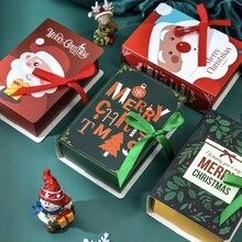 1 pieza, Caja de regalo de caramelos navideños, Cartón reutilizable para galletas DIY, Caja de regalo de caramelos, chocolates y galletas para decoración navideña, Suministros para fiestas navideñas y entrega de regalos, Suministros para pequeños negocios, Caja de embalaje, Caja de caramelos, Caja de embalaje de chocolates, Recuerdos de fiesta - Multicolor - Ver 2