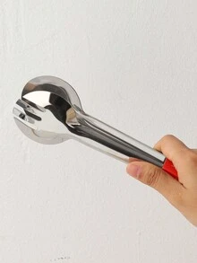 1 pieza Pinzas resistentes al calor de acero inoxidable, herramienta de cocina para cubitos de hielo, pan, pasteles, pasteles, bistecs, pizza - Plateado - Ver 9