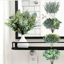 10/15/16/26/38/52/66/90/110PCS Mixed 4 Combination Set Of Artificial Eucalyptus Flowers And Leaf Stems With Silver Branches - Home Decoration, Office, Garden, Party, Shop Decoration, Party, Wedding, Desktop Placement, Romantic Centerpiece, DIY Crafts - Multicolor - View 8