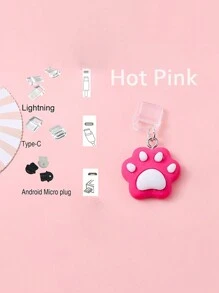 1pc Dog Paw, Cat Paw, Bear Paw Resin Anti-Dust Plug For IPhones, Android, Lightning, And Type-C Ports - Clear - View 11