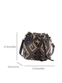 2026新款中国风布艺单肩包，书法单肩包，女士复古印花水桶包，春季休闲时尚女手提包 - 彩色 - 查看 6