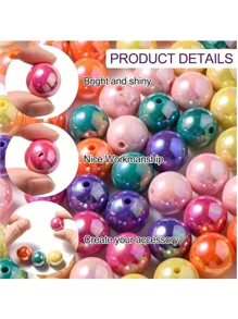 50 件 16 毫米混合彩色 AB 镀层粗泡泡糖圆形亚克力散珠，适用于 DIY 珠宝制作、时尚项链手链手机包链工艺用品 - 无需电源