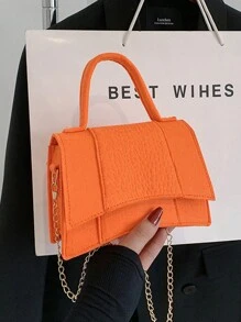 Túi nhỏ in hình cá sấu màu kẹo cho bé gái, Túi đeo chéo đơn giản màu trơn Túi đeo chéo đeo vai - trái cam - Xem 5