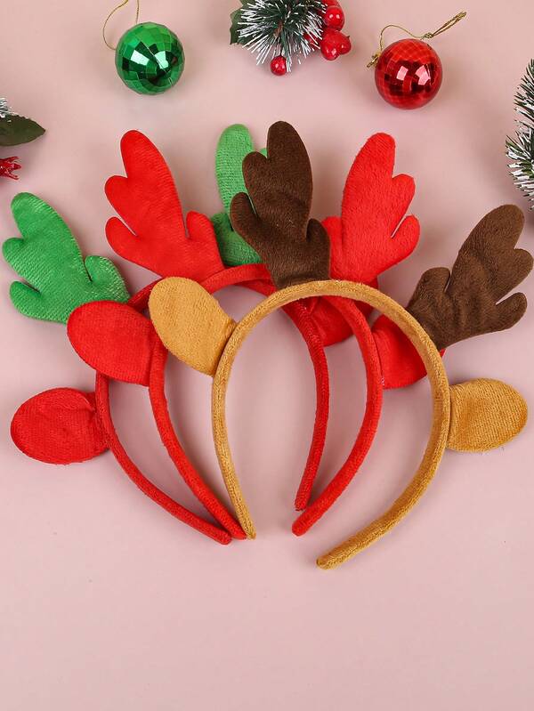 1 Piece Girl Plain Color Reindeer Fluffy Ear Cute Design Cosplay Headband For Girls And Christmas