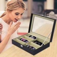 Brillenbox für 8 FäCher Brillen Sonnenbrillen Aufbewahrung Brillenbox FüR Mehrere Brillen Brillenaufbewahrung Mehrere Brillen für Onnenbrillen Glas Schmuck 33.3x24.4x8.5cm